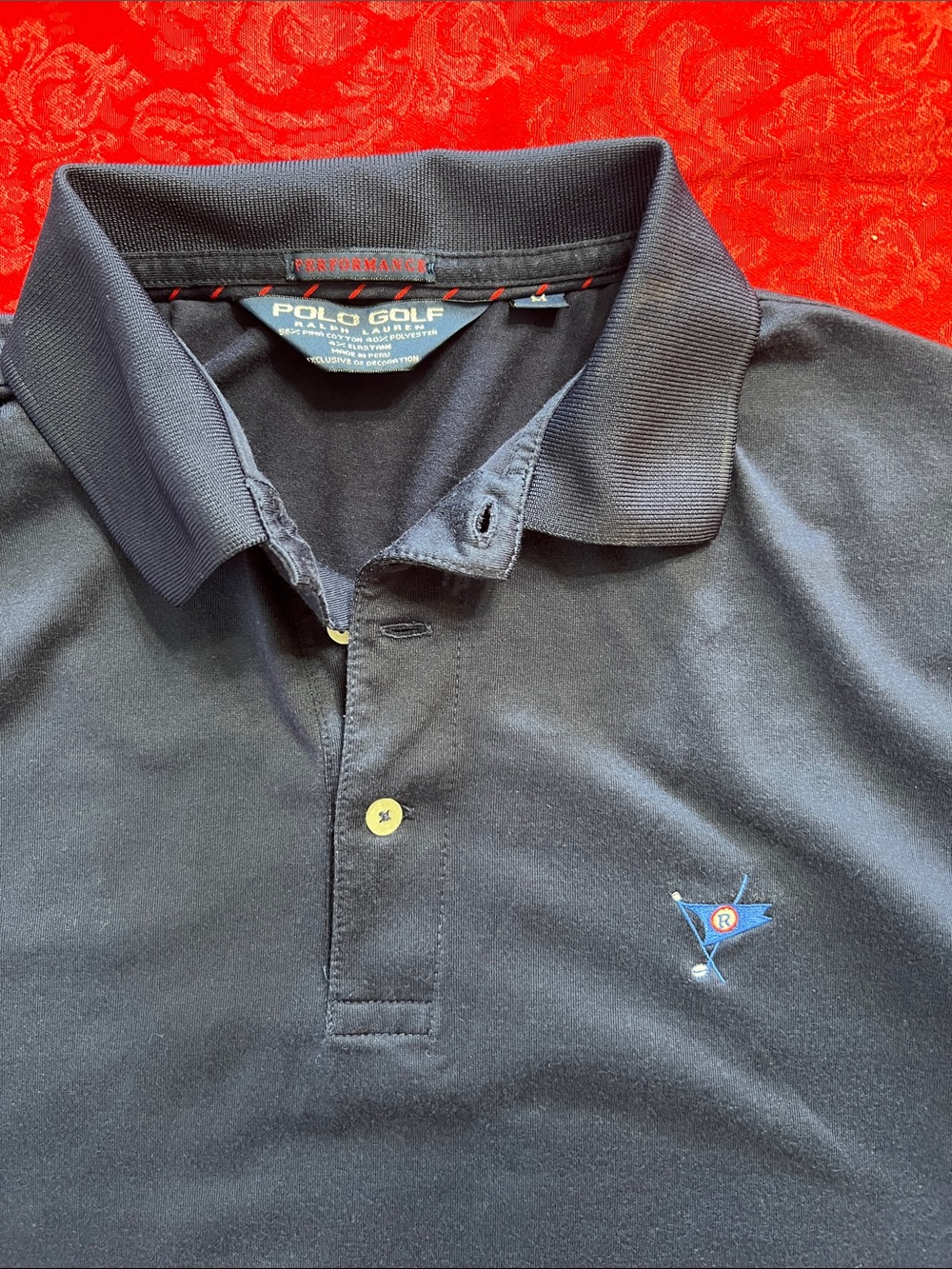 Polo Golf Ralph Lauren Men’s Medium Navy Performance Polo Pima Cotton Stretch
